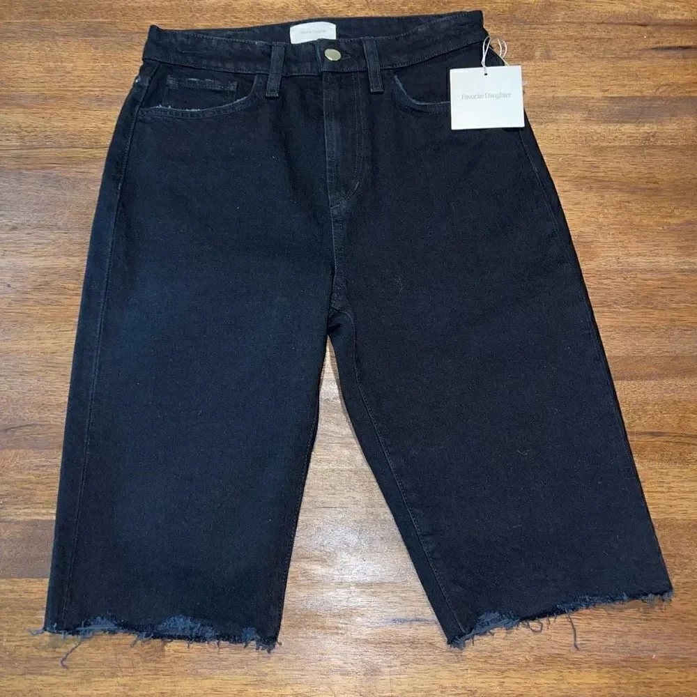 NWT Favorite Daughter The Eva Long Slim Denim Shorts
